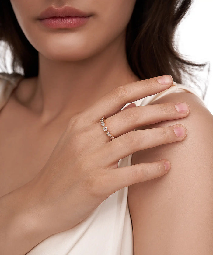 East West Pear Cut Lab Grown Diamond Half Eternity Band
