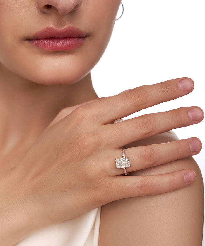Radiant Cut Lab Grown Diamond Twisted Shank Engagement Ring in Gold