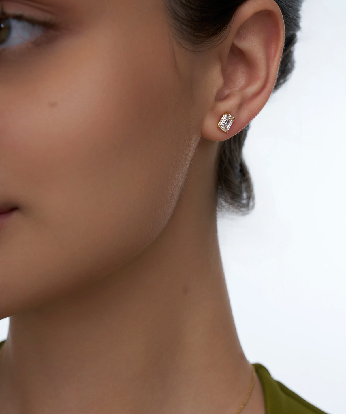 Emerald Cut Solitaire Stud Earrings
