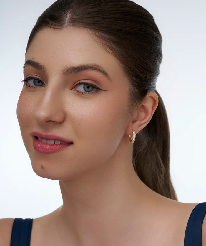 Pavé Huggie Hoop Earrings