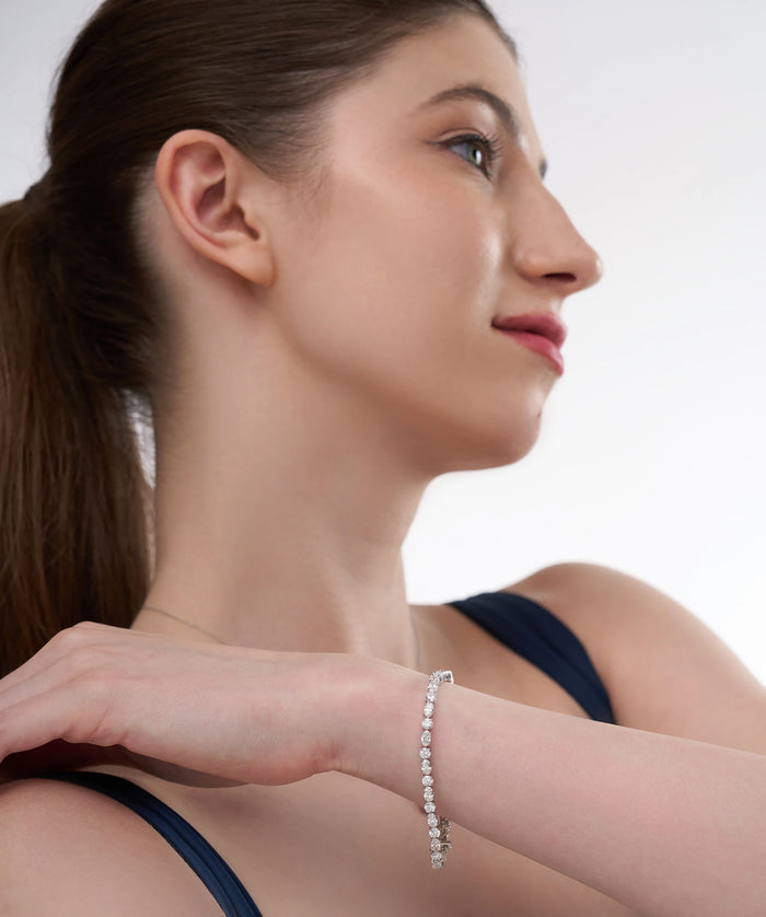Alternating Oval and Round Prong Set Tennis Bracelet