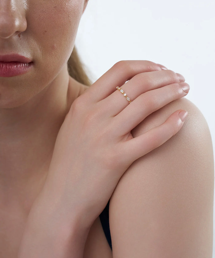 East West Marquise and Round Lab Grown Diamond Half Eternity Band