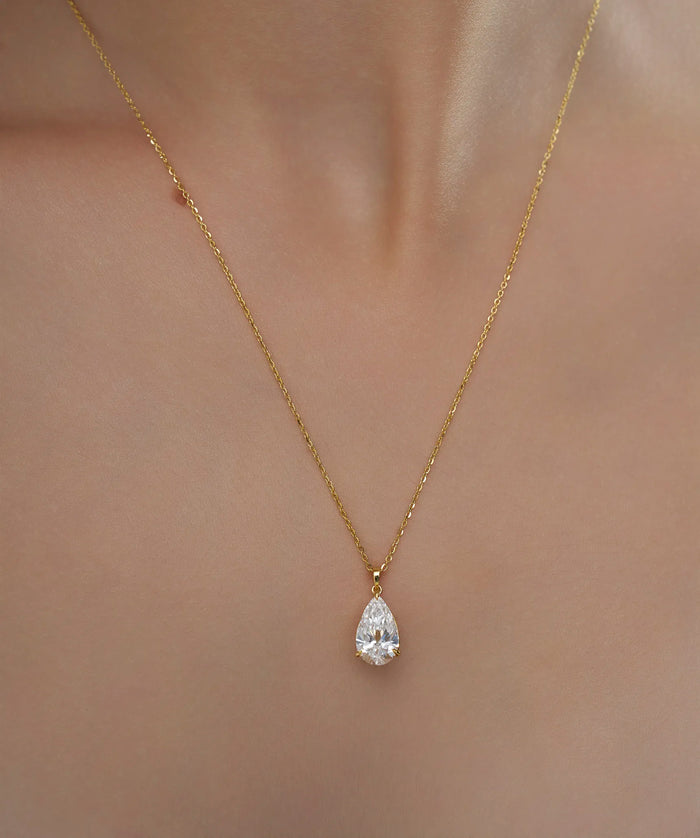 Celestial Pear Cut Teardrop Solitaire Pendant Necklace