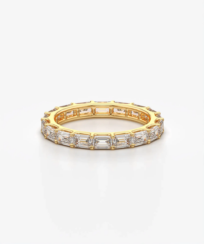 East West Emerald Cut Lab Grown Diamond Full Eternity Band