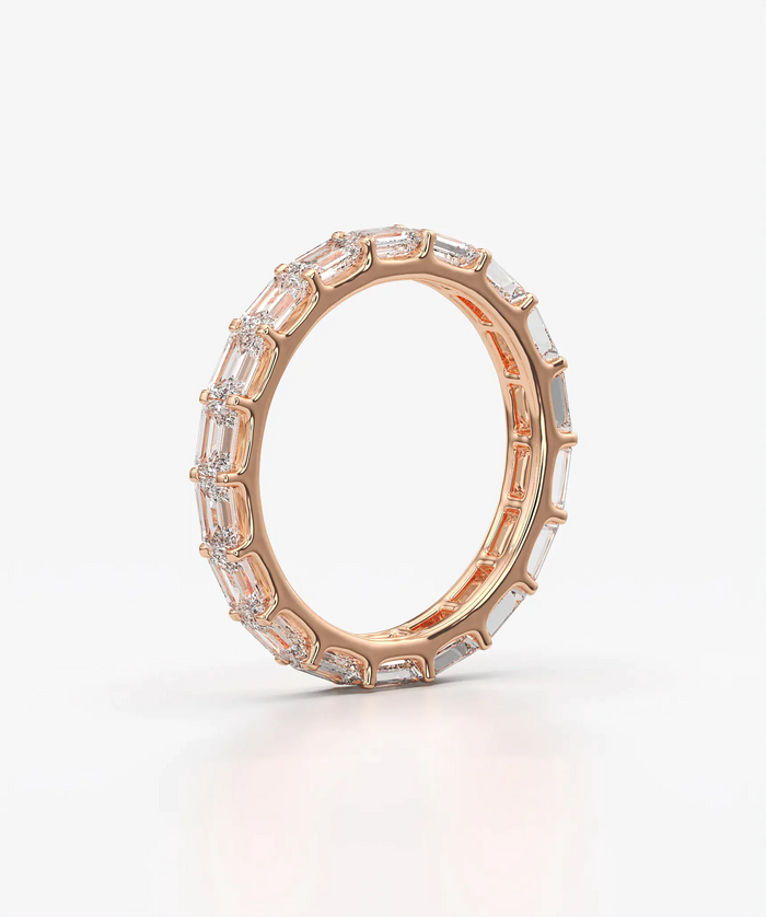 East West Emerald Cut Lab Grown Diamond Full Eternity Band