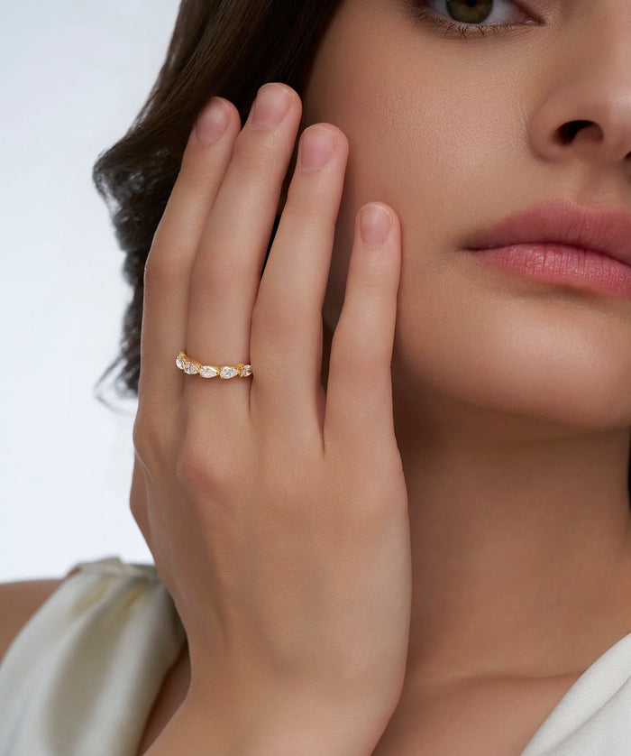 East West Pear Cut Lab Grown Diamond Half Eternity Band
