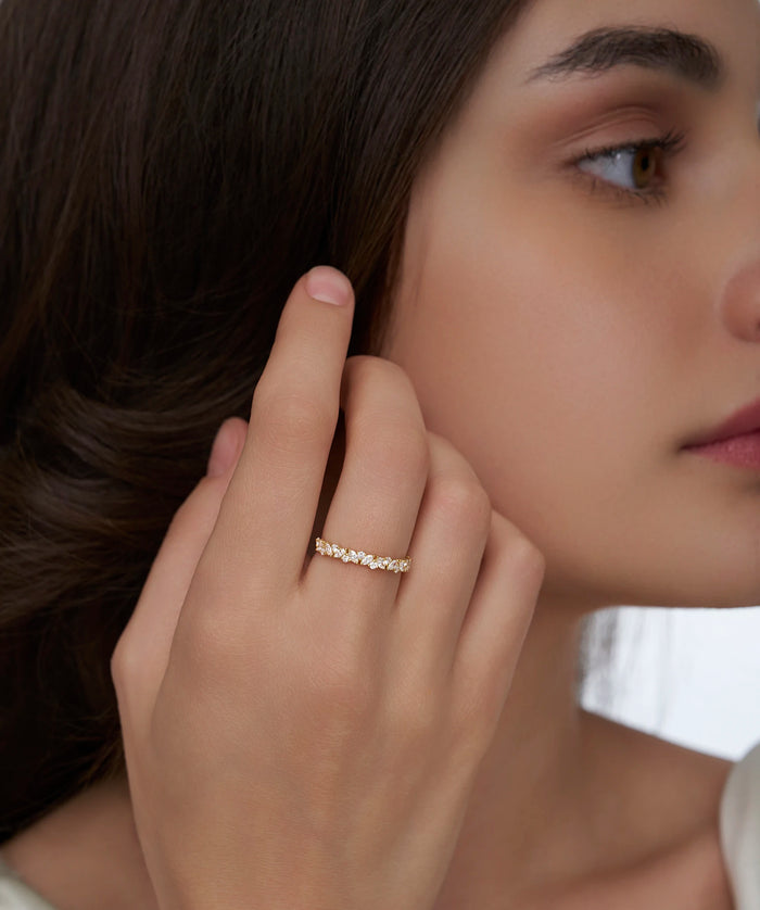 Marquise and Round Lab Grown Diamond Half Eternity Band