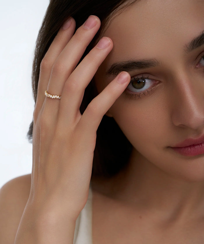 Marquise and Round Lab Grown Diamond Half Eternity Band