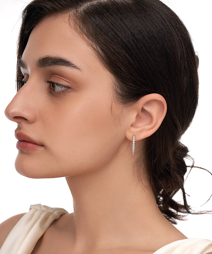 Round Lab Grown Diamond Inside Out Hoop Earrings in Gold