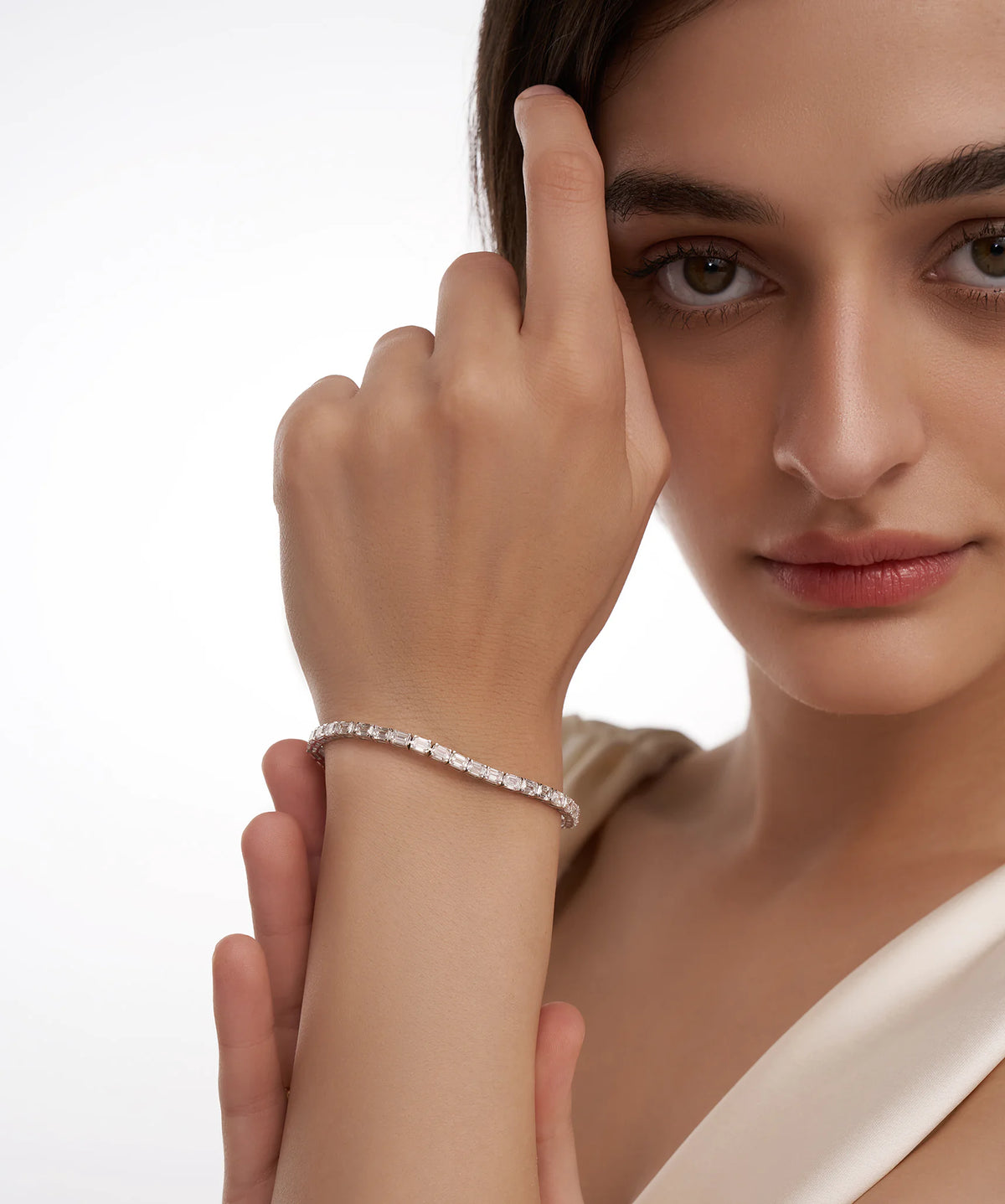 Emerald Cut Straight Line Tennis Bracelet