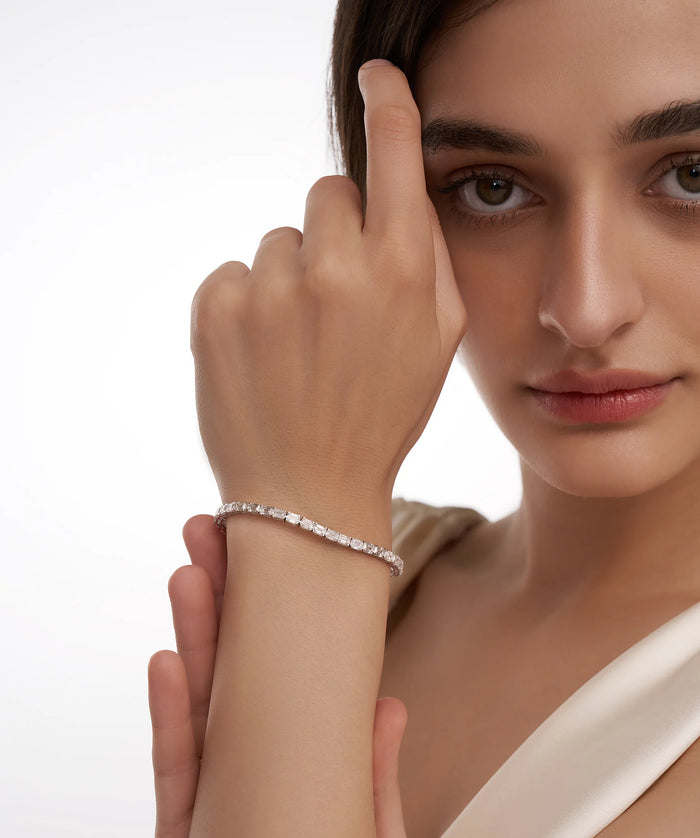 Emerald Cut Straight Line Tennis Bracelet
