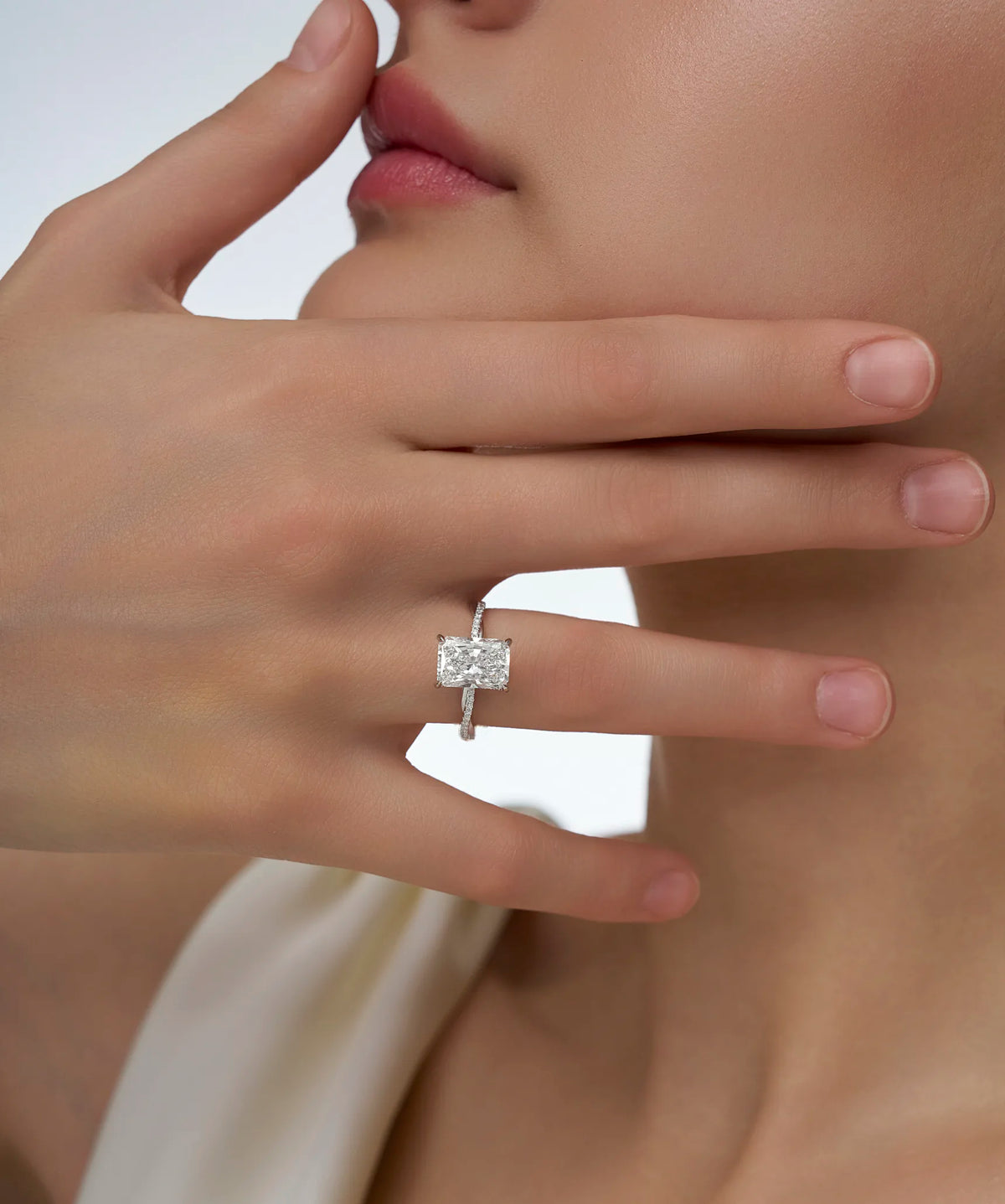 Radiant Cut Lab Grown Diamond Twisted Shank Engagement Ring in Gold