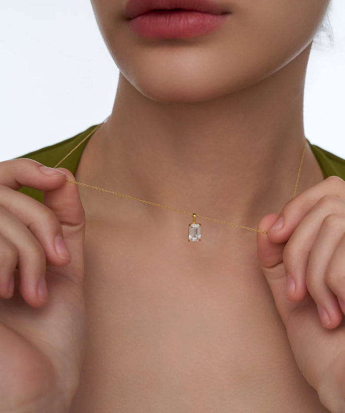Luminous Radiant Cut Solitaire Pendant Necklace