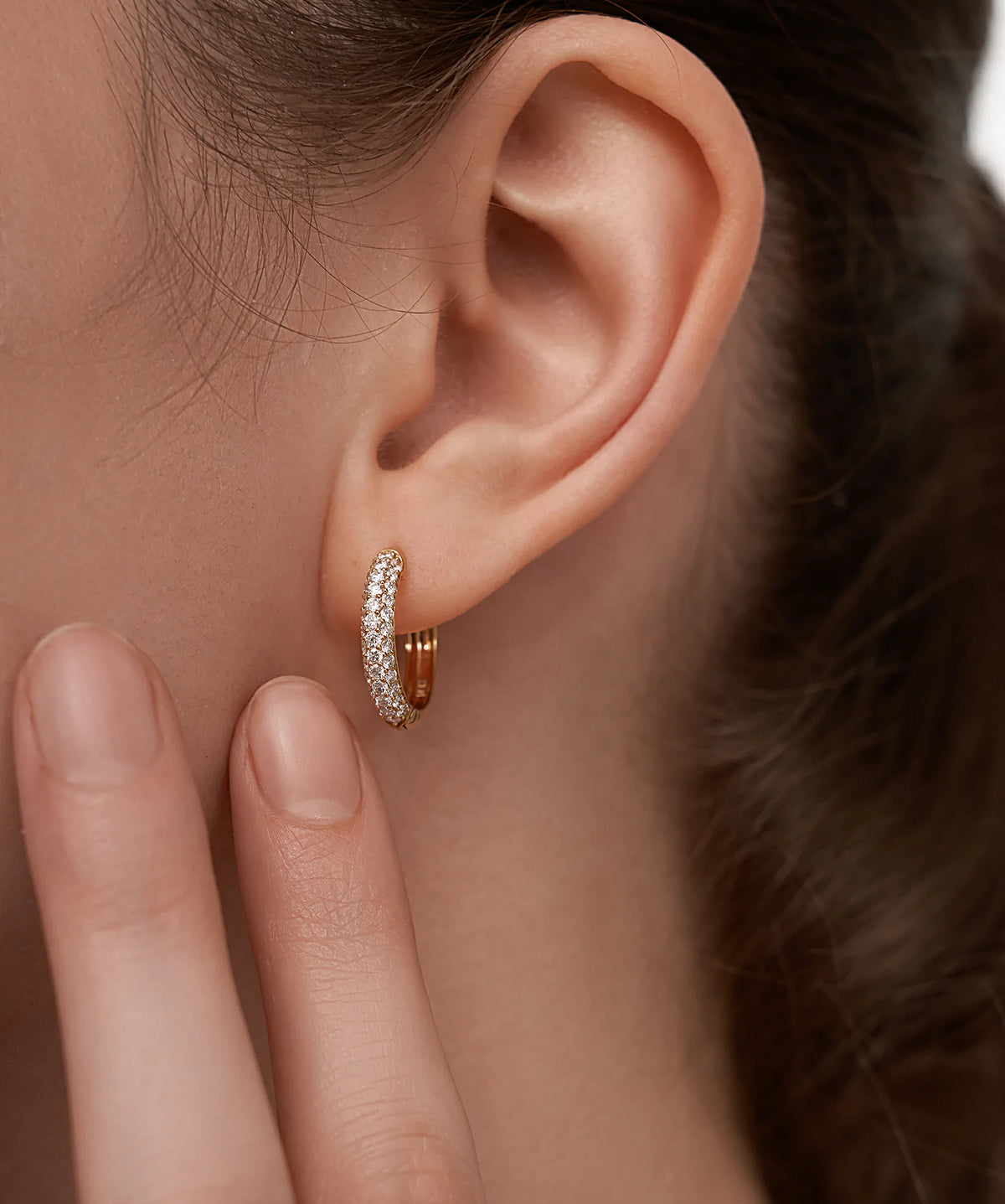 Pavé Huggie Hoop Earrings
