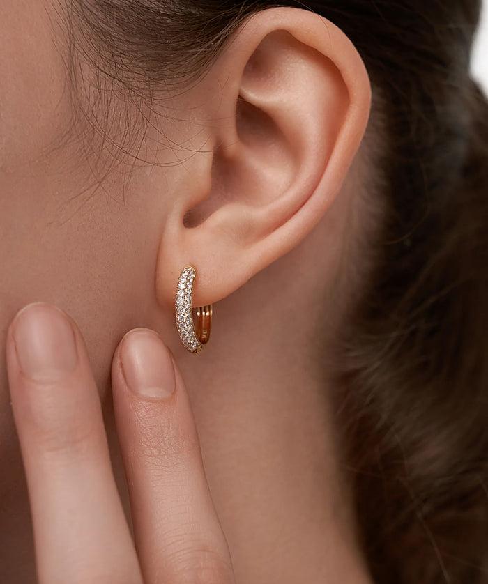 Pavé Huggie Hoop Earrings