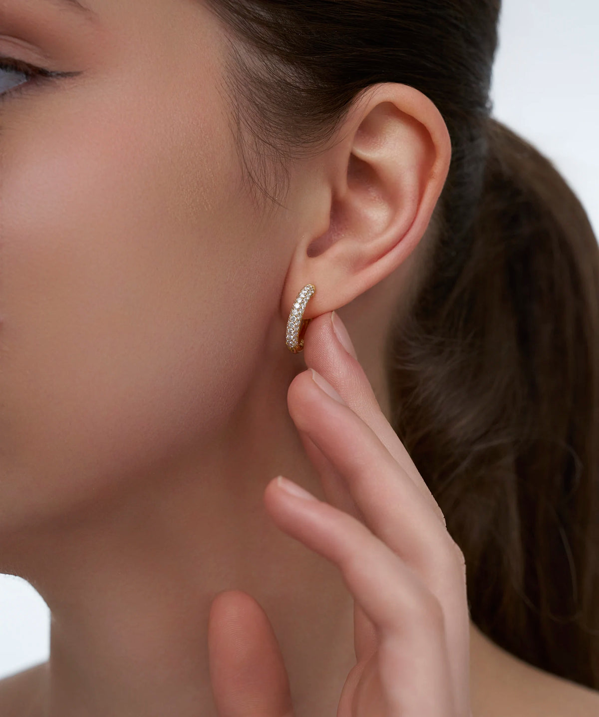 Pavé Huggie Hoop Earrings