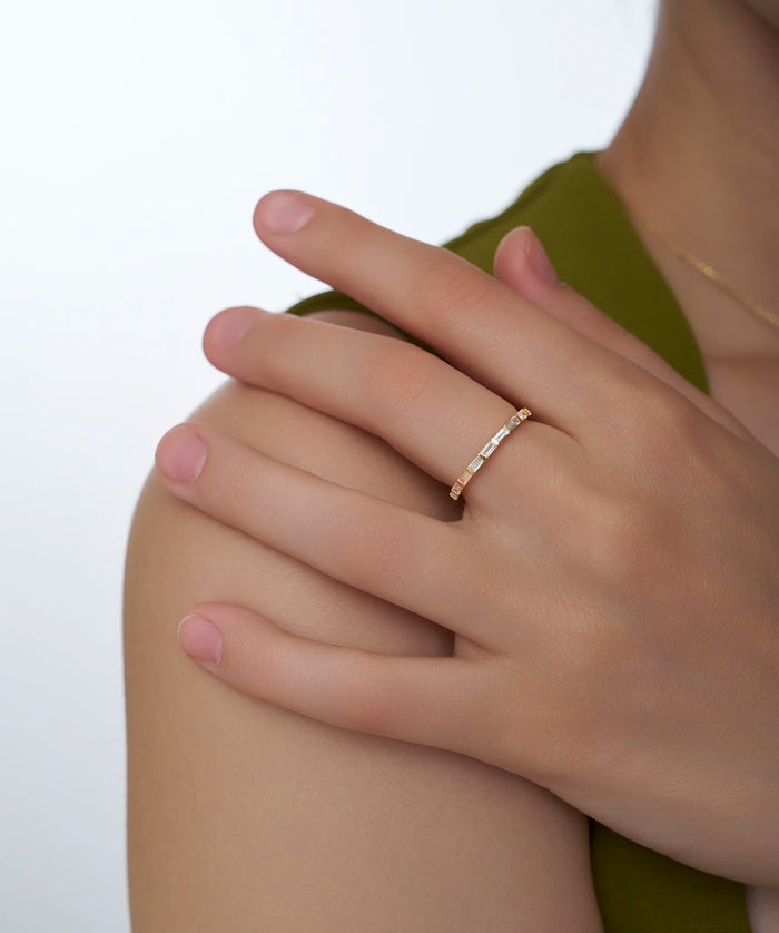 East West Baguette Lab Grown Diamond Half Eternity Band