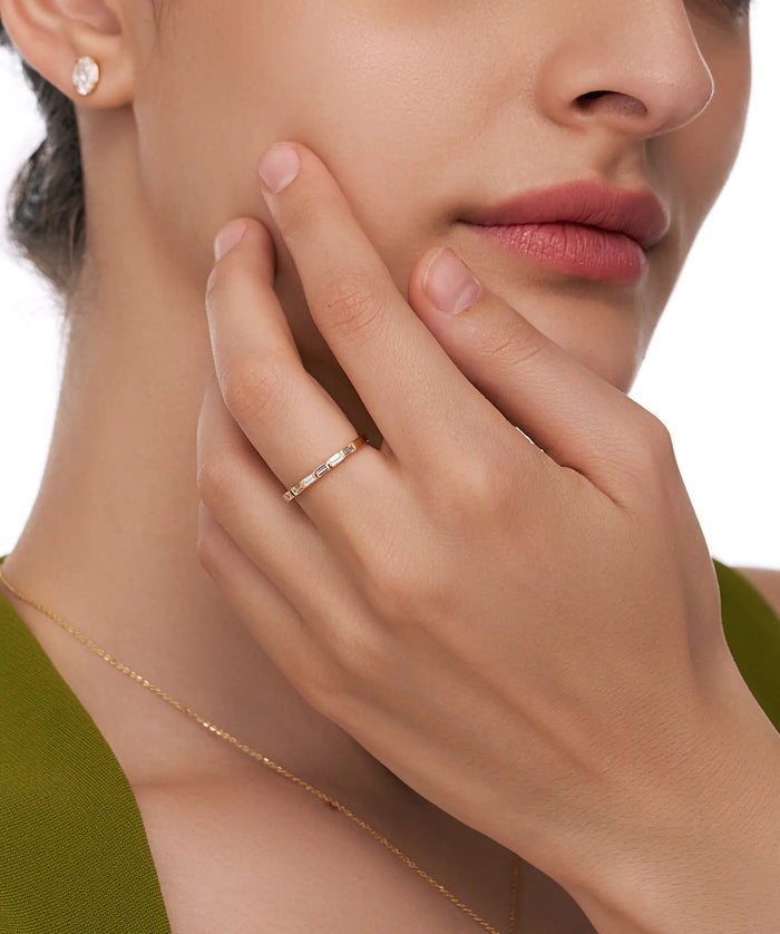 East West Baguette Lab Grown Diamond Half Eternity Band