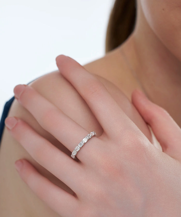 East West Emerald Cut Lab Grown Diamond Full Eternity Band
