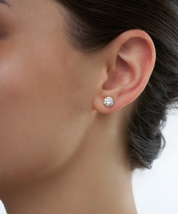 Round Lab Grown Diamond Solitaire Stud Earrings in Gold