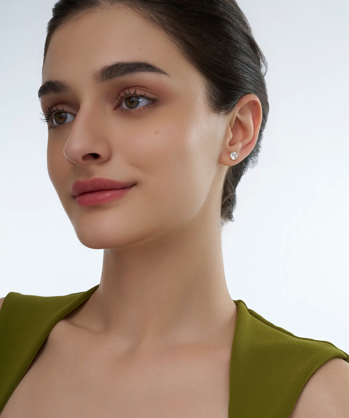 Round Lab Grown Diamond Solitaire Stud Earrings in Gold