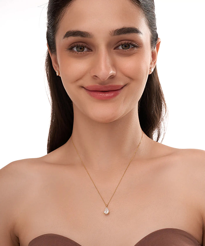 Celestial Pear Cut Teardrop Solitaire Pendant Necklace