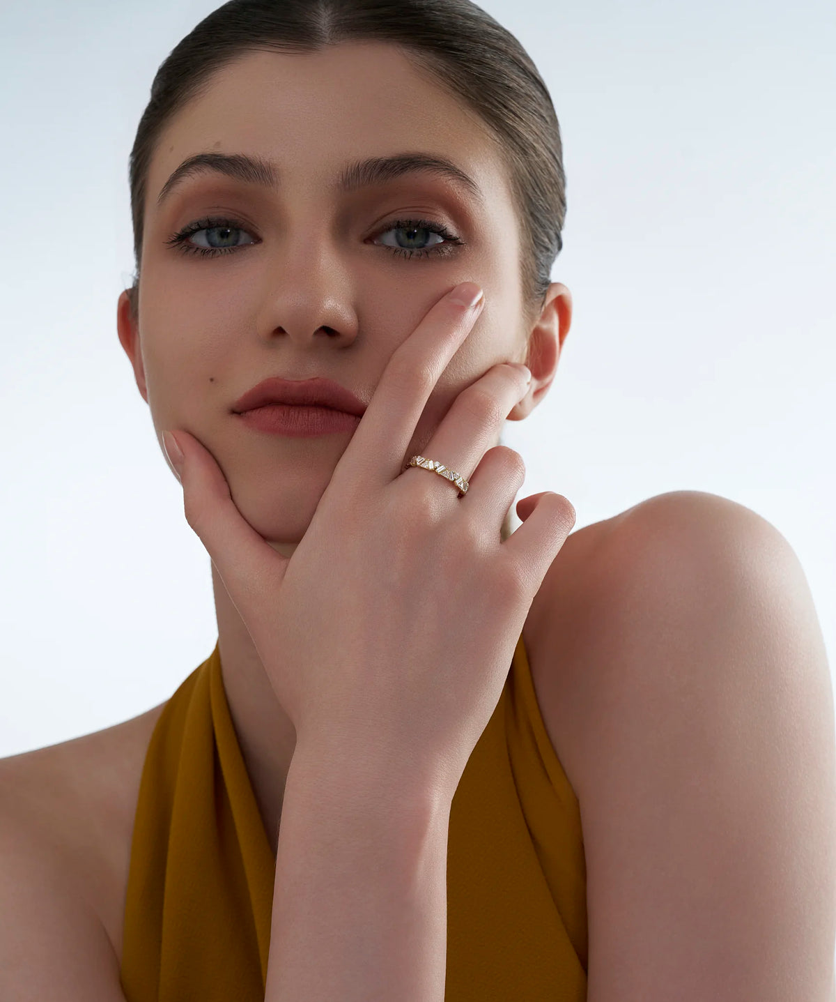 Trillion and Round Lab Grown Diamond Full Eternity Band in Gold