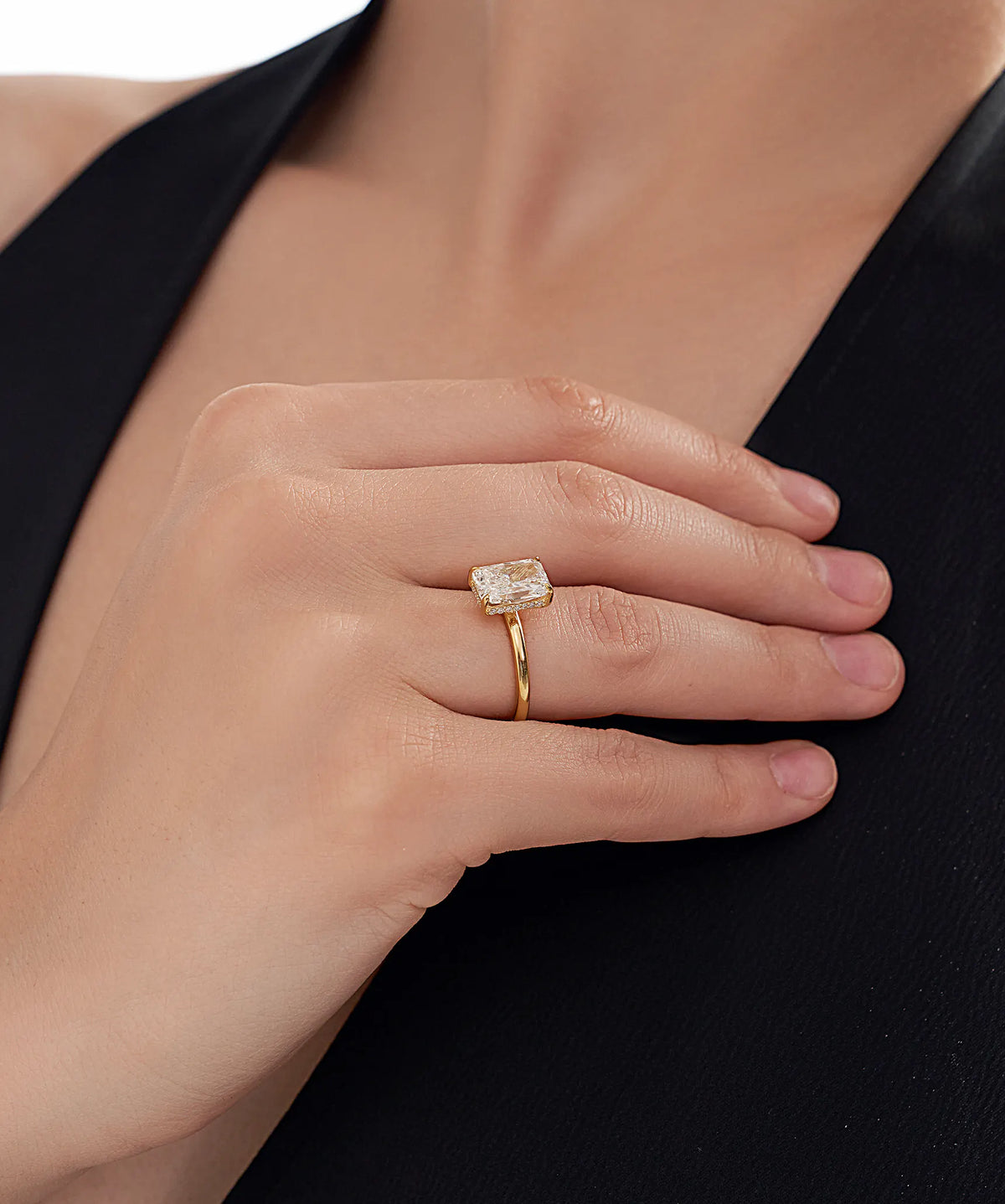 Radiant Cut Lab Grown Diamond Solitaire Engagement Ring in Gold