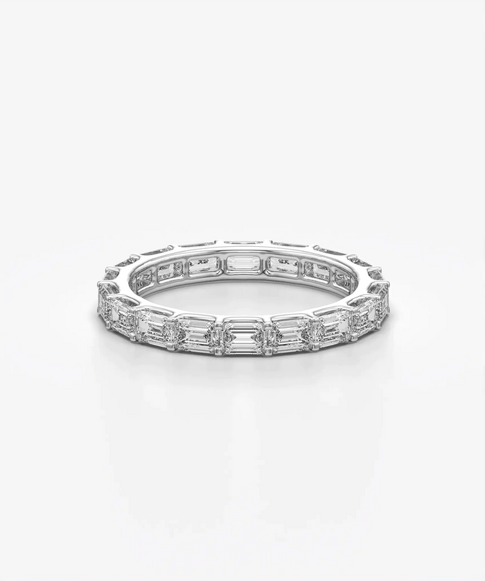 East West Emerald Cut Lab Grown Diamond Full Eternity Band