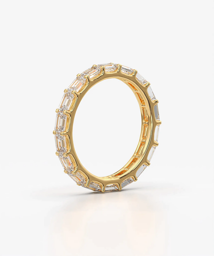 East West Emerald Cut Lab Grown Diamond Full Eternity Band