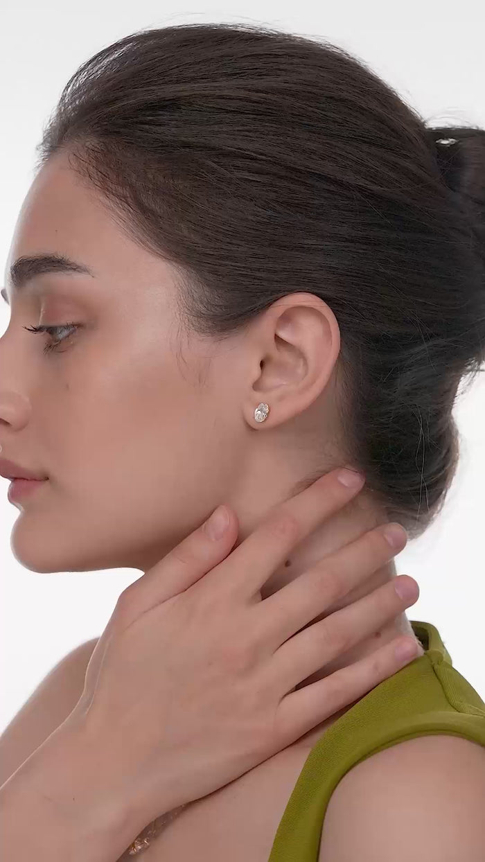 Oval Cut Solitaire Stud Earrings