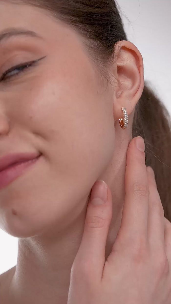 Pavé Huggie Hoop Earrings