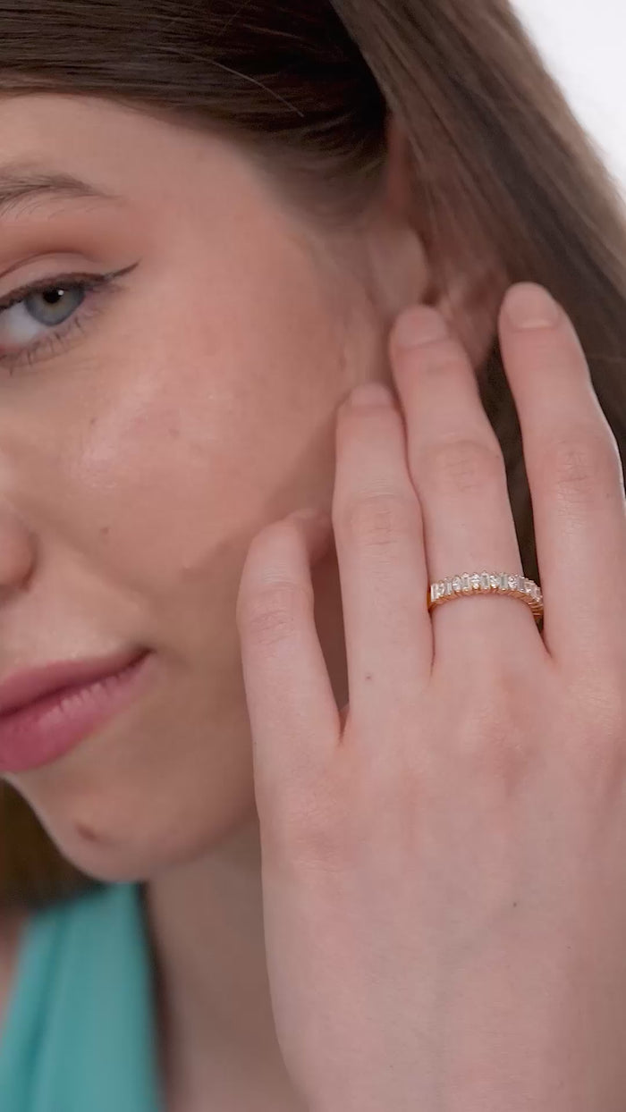 Vertical Baguette and Marquise Lab Grown Diamond Half Eternity Band in Gold