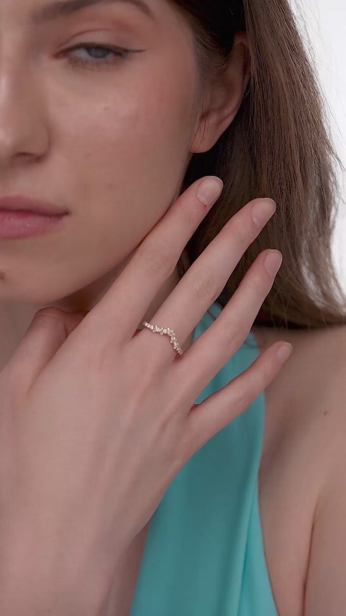 Pear and Round Lab Grown Diamond Curved V Band