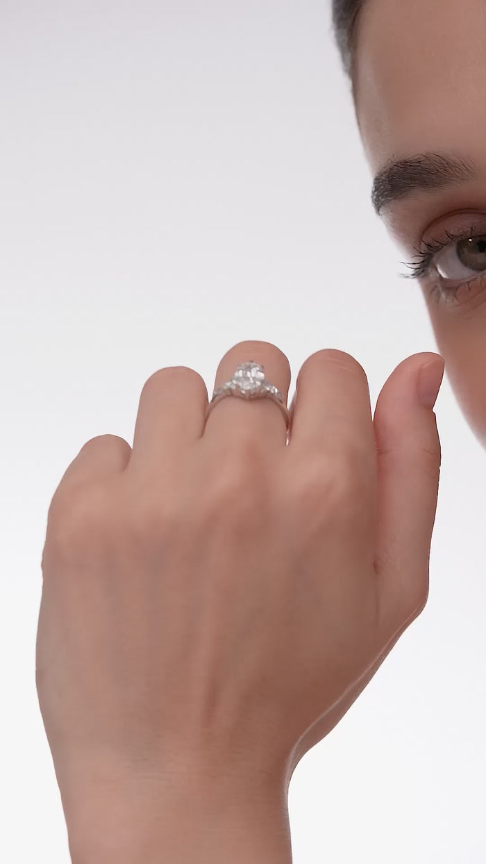 Oval Cut Lab Grown Diamond Cluster Engagement Ring with Marquise and Pear Accents in Gold