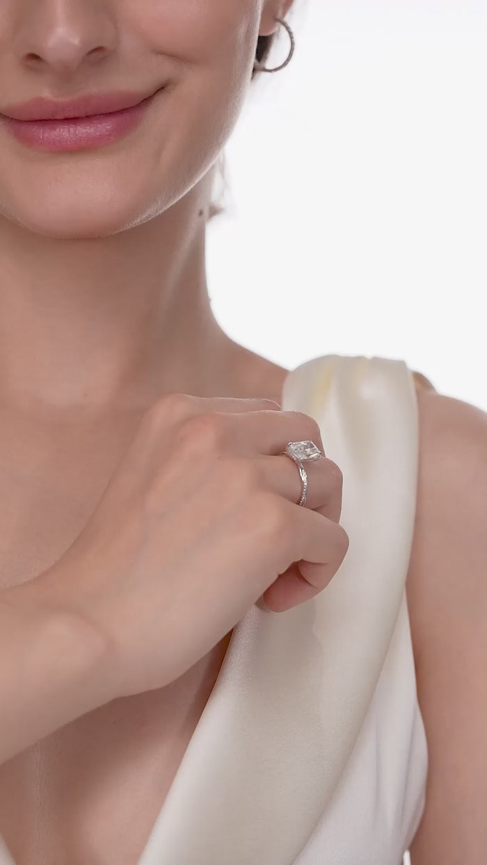 Radiant Cut Lab Grown Diamond Twisted Shank Engagement Ring in Gold