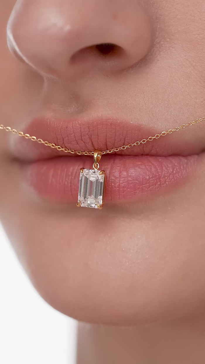 Elegant Emerald Cut Solitaire Pendant Necklace