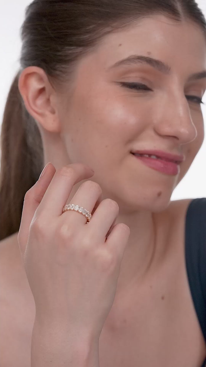 Emerald Cut Lab Grown Diamond Half Eternity Band in Gold