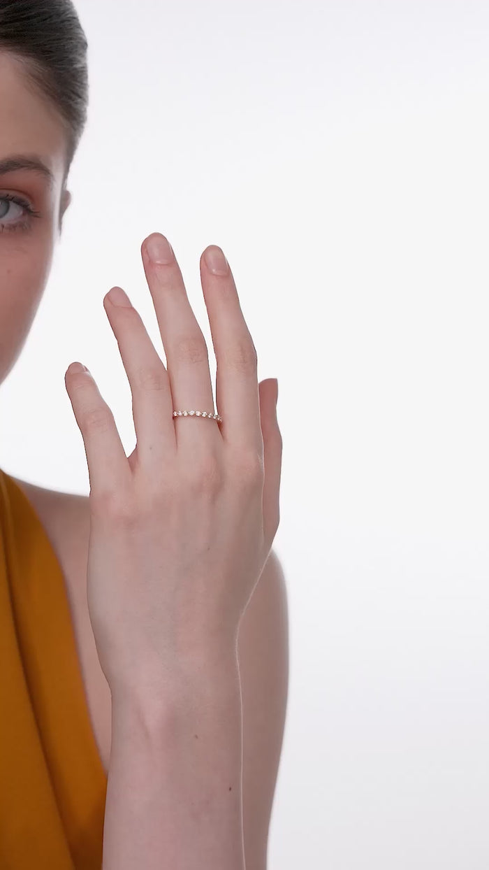 Slim Round Lab Grown Diamond Full Eternity Band in Gold