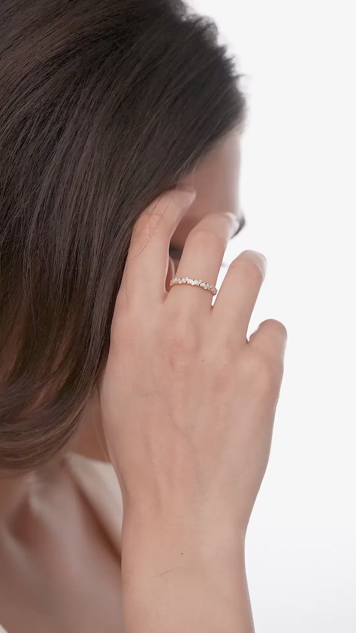 Marquise and Round Lab Grown Diamond Half Eternity Band